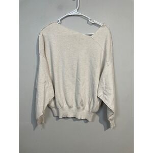Free People Asymmetric Slouchy Sweater in Cream Size Small Minimalist Boho‎ Cozy